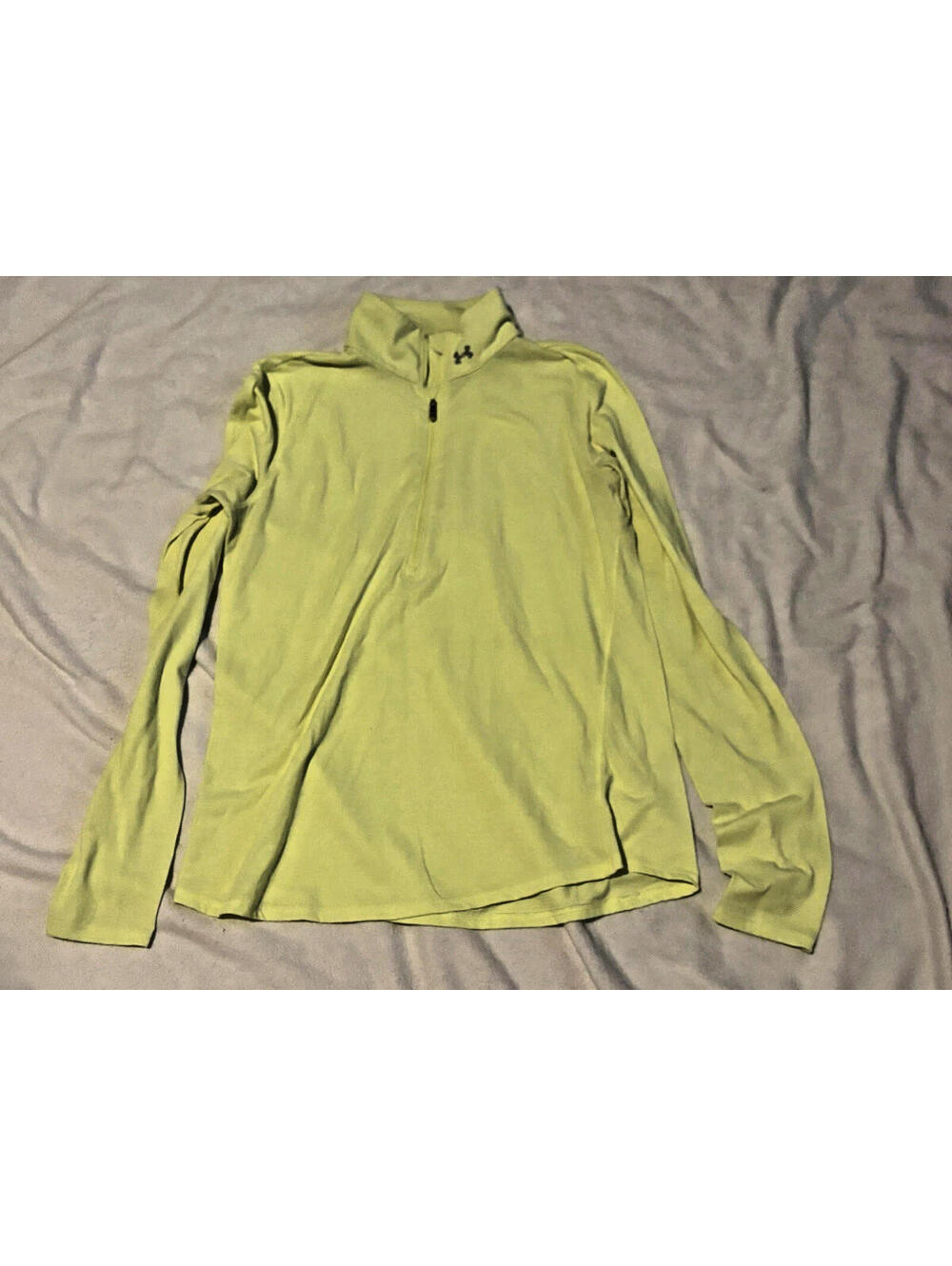 Under Armour Long Sleeve Half-Zip Heat Gear Green/Yellow LARGE || pre-owned